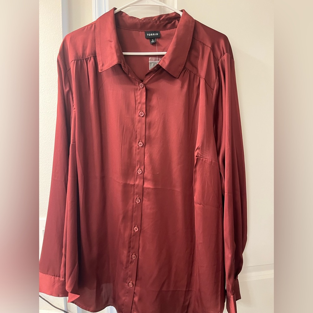 Torrid Maroon Satin Long Sleeve